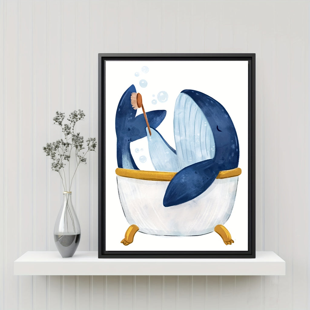 Capricious whale in the bathtub canvas print without frame 30x40 cm 