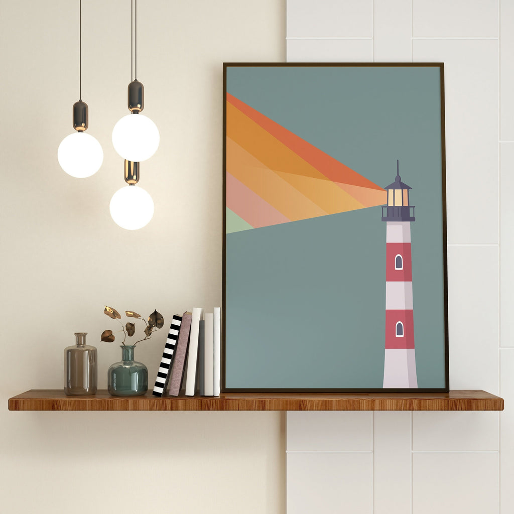 Lighthouse in action: Guardian of the waves and walls – Poster 30x40 cm on canvas without frame 