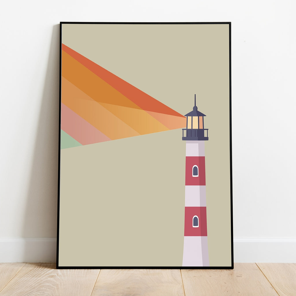 Lighthouse in action: Guardian of the waves and walls – Poster 30x40 cm on canvas without frame 